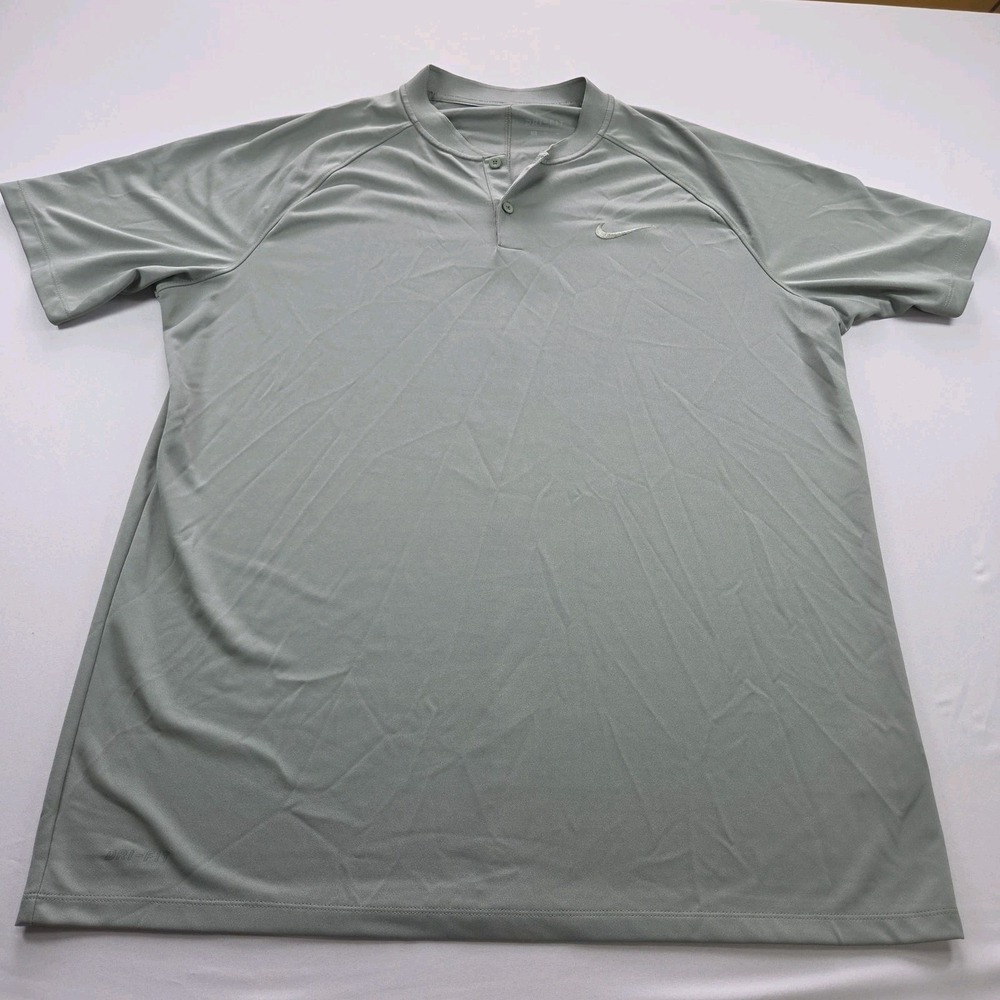 Nike Golf Dri-Fit Blade Collar Polo Shirt Mens XL Gray Swoosh